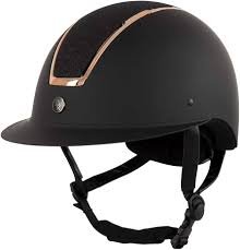Malowany Kask Jeździecki BR Omega z Brokatem Czarny/Różowy (52-54)